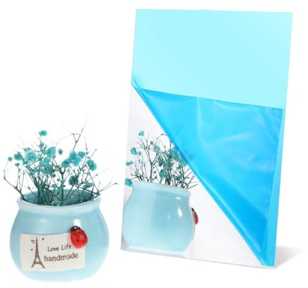 10 Stück Selbstklebende Spiegelfolie Selbstklebend Spiegel Flexible Spiegelfliesen Nicht Glas Bruchsicher Spiegelfolie Wandspiegel zum Aufkleben 15x10cm