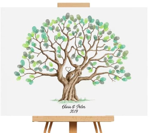 Dactilares Árbol Boda - Libro de visitas de Boda Alternativa | Lienzo de Visitas para Boda Árbol Lienzo para Digitales Personalizado, Arte de Pared para Cumpleaños, Boda Aniversario