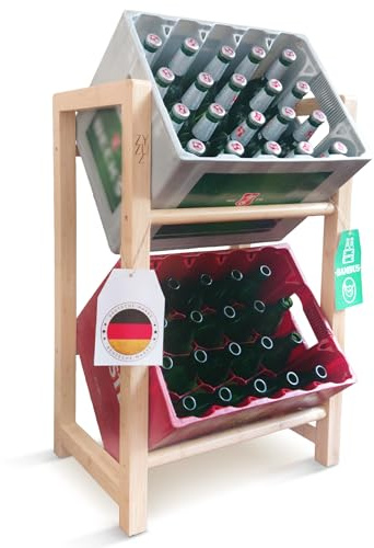 ZYZUZ® Getränkekistenregal 2 Kisten aus hochwertigem Bambus-Holz – extra stabil & freistehend Kistenregal (Heavy Duty) – stilvolle Ordnung & Natürlichkeit für Ihr Zuhause | Einweihungsgeschenk