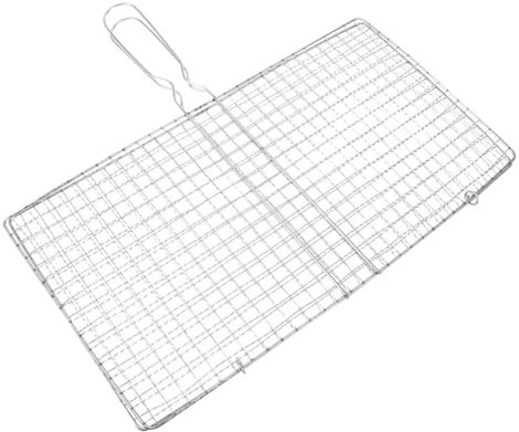 FONDOTIN Panier de Acier Inoxydable pour Poisson et Légumes Accessoire de Barbecue Portable et pour Camping et Picnics