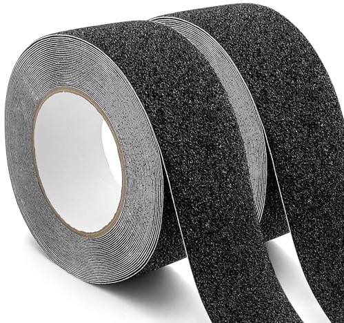 Coco Berming Nastro Antiscivolo Adesivo 50mm x 10m, Strisce Antiscivolo, Nastro di Sicurezza per Scale, Gradini e Rampe, Interni ed Esterni (nero)
