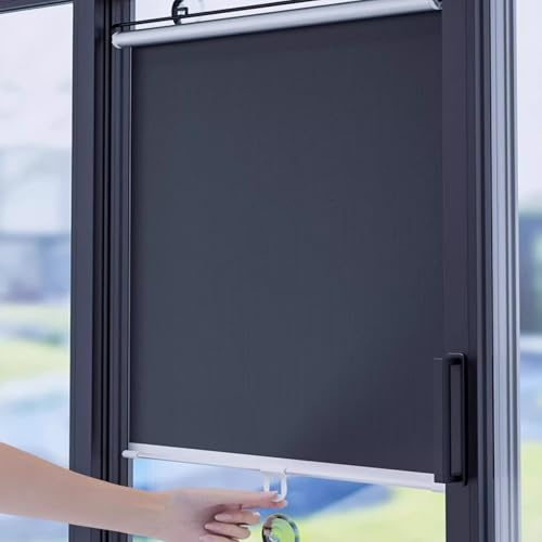 Portable Window Shades Suction Cup Blackout Roller Blind 100% Light Blocking No Drill Blackout Shade for Bathroom, Shower, Balcony, Home, Office Wide12 14 16 18 20 24 26 28 30in(28X36IN)
