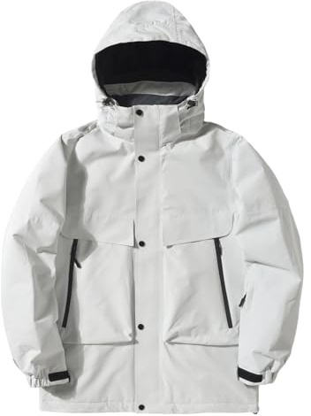 Vhersily Uomo Donna Giacca da Sci Baggy Giacca da Snowboard Larghi Giacce da Neve Oversize - Multitasche Impermeabile Antivento Traspirante Isolante Caldo con Cappuccio con Tasche per Escursionismo