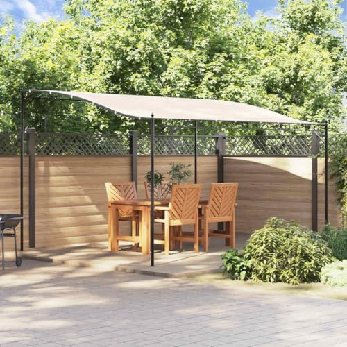 Nqyjm Trädgårdspaviljong utomhus krämmarkis 4x3 m 180 g/m² tyg och stål, paviljong kapiteau mottagningstält för bröllop, fester, camping, kommersiella evenemang