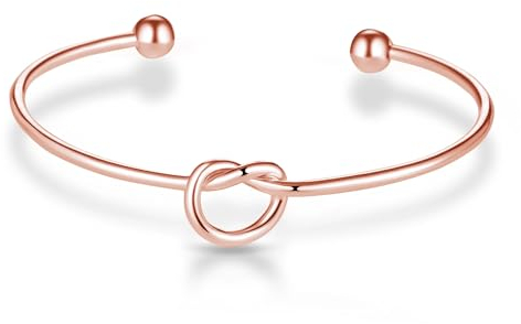 Philip Jones Rose Gold Plated Love Knot Cuff Bangle