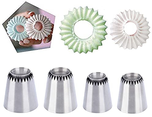 KBstore - Set di 4 Grandi beccucci per Biscotti, in Acciaio Inox, Strumenti Ideali per Decorazioni Fai da Te per Cupcake, Pasticceria e Torte #10, 2