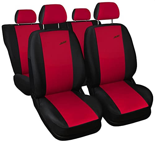 Coprisedili universali in velluto + imbottitura in maglia o pelle ecologica + camoscio artificiale®Gioielli per auto (XR rosso)
