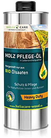 HeliaCARE Parkett Öl “Heavy Duty” - Bio Holzöl zur Parkettpflege - BIO Laminat- & Parkett Versiegelung - Geruch- und farbloses Holzpflegeöl - Premium Holzöl Innen & Außen zur Holzpflege (1 Liter)