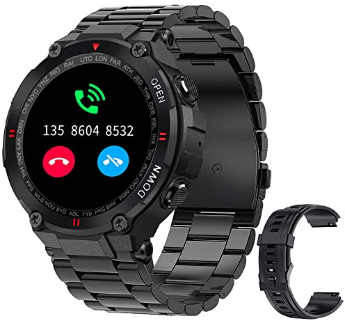 findtime Smartwatch Herren Militär Uhr mit Telefonieren Fitness Uhr Herren Outdoor Tactical Watch Herzfrequenzmesser Schrittzähler Pulsuhr Sportuhr für Männer IOS Android