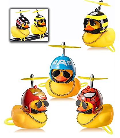 4 Pcs Canard Vélo Cloche Nouveauté Casque Jaune Canard Vélo Cloche Belle Canard en Caoutchouc Enfants Vélo Corne 4 Styles Vélo Guidon Cloche pour Enfants Bebe Toddler Adultes Deco
