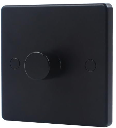 Aroidful 5-200W LED Dimmer Switch, Push On/Off 1 Gang 2-Way Rotary Trailing Edge Dimmer Switch for Dimmable LED Lights/Incandescent/Halogen (Black)