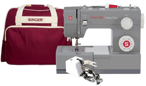 Singer Heavy Duty 4432 con borsa portamacchina e piedino tagliacuci CUCIREONLINE Motore potente con potenza di perforazione migliorata, 110 applicazioni di punti, telaio interamente in metallo