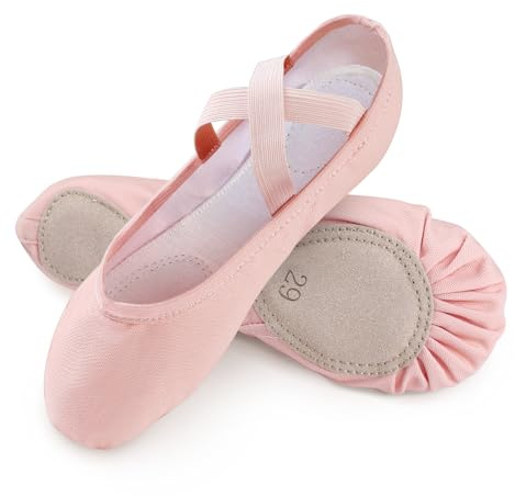 boruizhen Zapatillas de Ballet Niña Suela Partida de Cuero Zapatillas Ballet Mujer Lona Punteras Gimnasia Ritmica Niña Rosa melocotón 29 EU