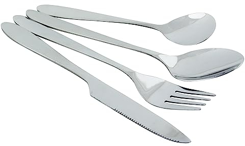 Black Snake Camping Besteck Set 4-teilig für Outdoor, Festival & Trekking - Edelstahl Messer, Gabel, Löffel, Teelöffel - mit Neopren Tasche, leicht & kompakt