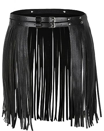 TAFACE 1 Stück Fransen-Lederrockgürtel, Punkrock-Gürtel für Damen, Kunstledergürtel, Gothic-Bikinigürtel für Rock, Hose (schwarz)