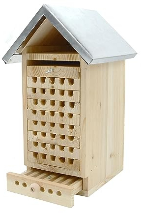 UNUS Casa delle api selvatiche/casetta per insetti, con cassetti per scoprire observer, legno di alta qualità, puro osservazione della natura