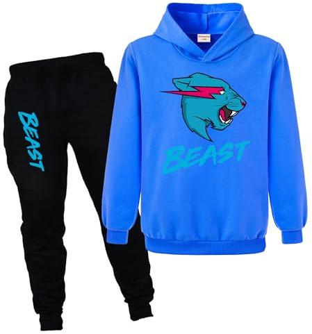 Kiamseay Lightning Cats YouTube Gamer Pull à capuche pour garçons et filles + Pantalon Coton 2 pièces Vêtements, Bleu marine 1., 9-10 ans