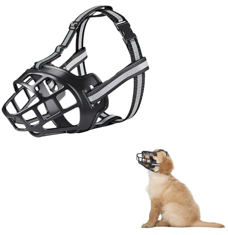 VOSSOT Maulkorb Kleine Hunde, Silikon-Korb Maulkörbe für Hunde Maulkorb Hund, Maulkorb für Hunde können Fressen & Trinken, Hundemaulkorb für Kleine, Mittlere Hunde mit Verstellbaren Riemen, Schwarz