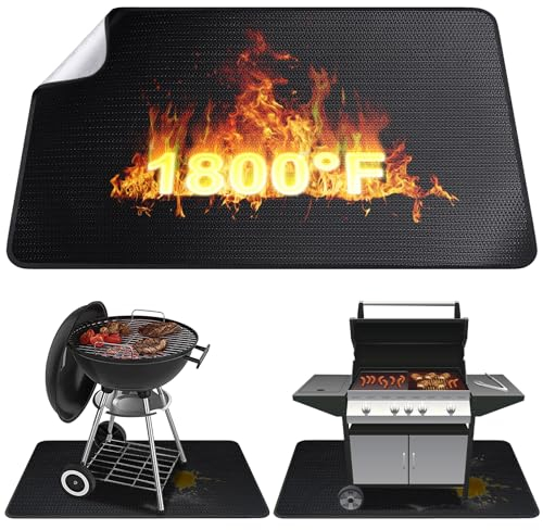 Alckijy Feuerfeste Unterlage | 100 * 150cm Faltbare Hitzeschutzmatte | Bodenschutzmatte | Grillmatten | Bodenmatte | Grillteppich | Funkenschutzplatte | für BBQ Grills Kaminöfen Boden Rasen usw