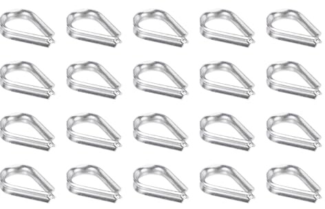 PATIKIL 5/64 Ditali per Fune Metallico, 20pz Ditale in Acciaio Inossidabile 316 per Fune Metallico per Cavo di Sollevamento ad Anello da 2 Mm di Diametro