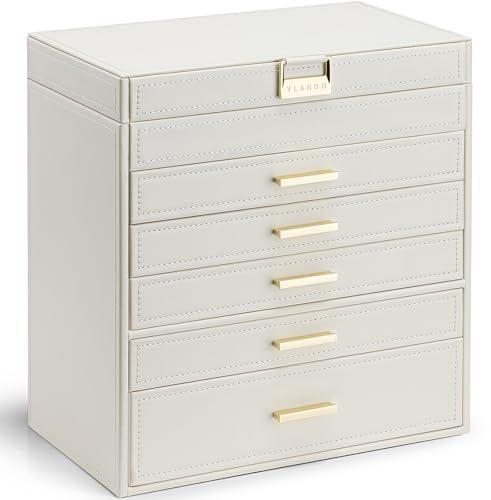 Vlando - Large 6 Layer Jewelry Box Organizer Jewelry Box Organizer for Drawer, Necklace, Ring and Watch
