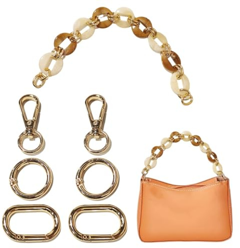 KSJEHW 7 Piezas Cadena para Bolso, Correas de Hombro de Metal, Cadena de Repuesto Con Cierres, Correa Plana para Embragues, Carteras y Bolsos (Estilo 2)