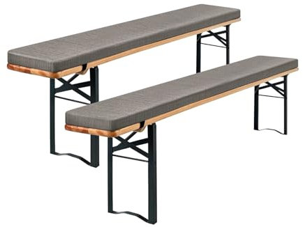 EBETA 2 x Bierbankauflage Sitzauflage Boden Rutschfester Bankauflagen aus Baumwollleinen, Bankkissen Sitzkissen Bierbank-Auflage Mit Schnalle 220x25x3cm (Kaffee, 220 * 25 * 3 cm)