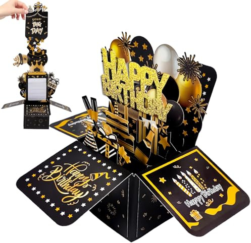 Biglietto di Compleanno 3D, 3D Pop Up Biglietti d'auguri Compleanno con Busta e Carta Interna Extra, Tarjeta Cumpleaños,Como Creativo Regalo a Familias, Amigos y Ninos