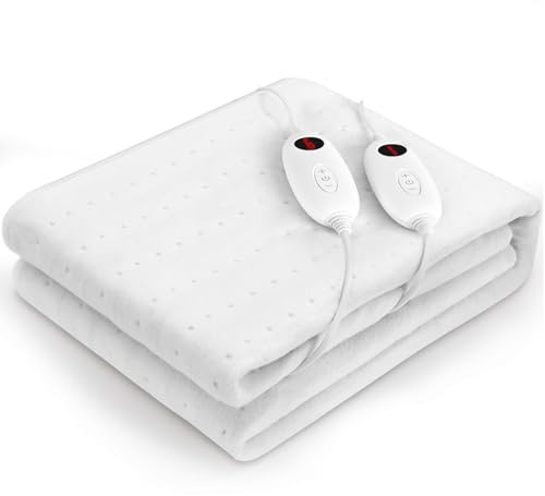 Clevich Surmatelas chauffant 190 x 140 cm - Double 2 x 100 W - Lavable en machine - Avec arrêt automatique de 8 heures - 6 niveaux de température - Double contrôleur amovible