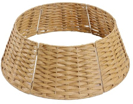 Ratan Collar de Arbol de Navidad, Base de Cesta de Soporte para Decoracion Navideña, Cesta de Arbol