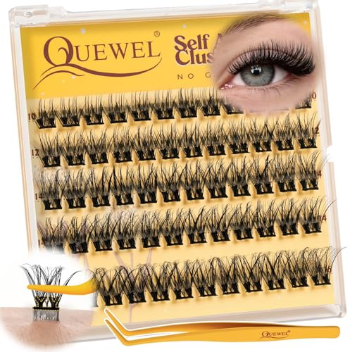 QUEWEL Extension Cils auto - adhésifs Apparence naturelle, pas besoin de colle Faux Cils Individuel, 60 de Cils réutilisables pour les débutants facile à utiliser（MJ01）