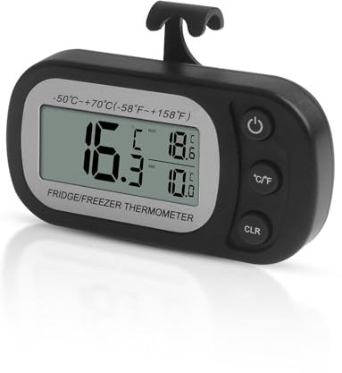 Houdian Termometro digitale per frigorifero, termometro, funzione di registrazione massima/minima, termometro impermeabile per frigorifero/congelatore (bianco)