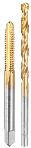 QUARKZMAN Set Maschiature Punta Trapano, 1Pz Maschiature Filetto Dritto 10-24 UNC 1Pz Punta Da Trapano Spirale 3.8mm, Kit Utensili Per Filettatura Acciaio Rapido HSS-6542 Rivestito Titanio