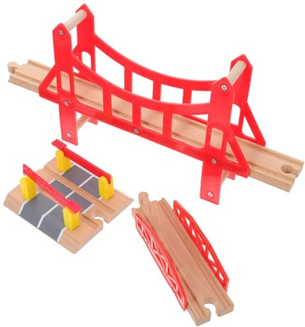 Homoyoyo Set da 3 Accessori in Legno per Ponti Ferroviari Sospesi, Blocchi di Binari di Espansione Pratici, Giochi Educativi per Sviluppo Abilità Manuali