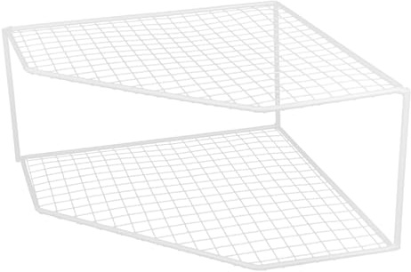 FUOYLOO Kitchen Pan Rack Two Layer Iron Corner Shelf White Countertop | Sturdy Portable Design, Multipurpose Storage, Keeps Kitchen Organised, Suitable for Pots and Pans
