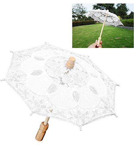 Yechiry Brudspetsparaply Utsökt Litet Paraply för Dekoration Av Bröllopsceremoni Vit eller Beige 25,3 X 28,9 Cm