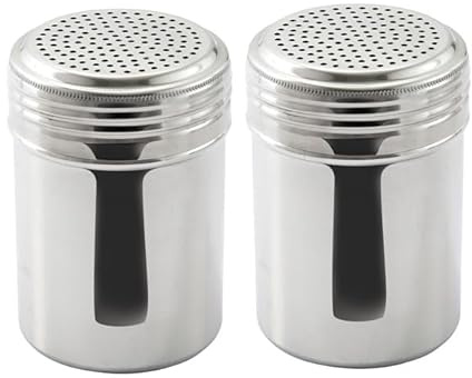 Great Credentials© Stainless Steel Versatile Dredge Shaker, Salt, Sugar, Shakers 10 Oz. Each Set of 2 (Without Handle)
