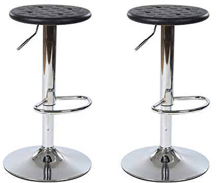 NUBAOzy Laboratory Stool, Adjustable Bottom Seat, High Stool, Punched Anti-Static Panel 360° Rotation for Clinic Workshop Office Lifting 60-80cm Black (Color : Black×2)