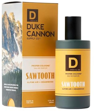 Duke Cannon Proper Cologne Sawtooth | Men's Eau de Parfum | Alpine Air and Cedarwood | Fresh, Woodsy, Long-Lasting Scent | 1.7 fl oz