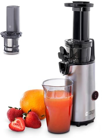 Dash Deluxe Compact Cold Press Juicer - Slow Masticating Juicer Machine for Fruits and Vegetables with Frozen Attachment - Easy to Clean Juice Press for Home Countertops - Graphite
