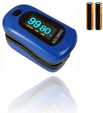 MedPlus Pulsossimetro da Dito, Saturimetro da Dito Portatile Professionale, Display, misurazione per Uso Domestico, Fitness e Sport, Blu