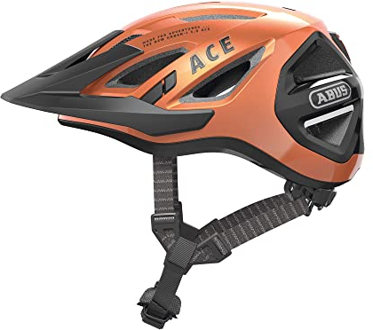 ABUS Stadthelm Urban-I 3.0 ACE - sportlicher Fahrradhelm mit LED-Rücklicht, verlängertem Schirm und Magnetverschluss - für Damen und Herren - Orange, Größe S