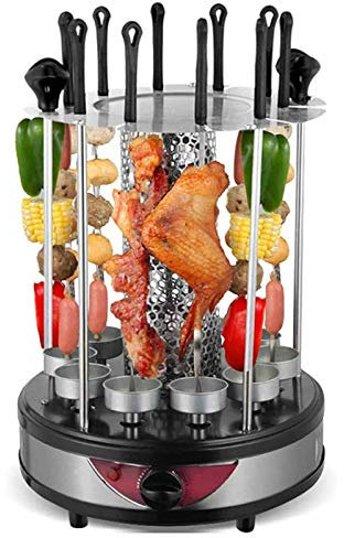Barbacoa Barbacoa Barbacoa Giratoria Automáticamente Vertical Sin Humo para Barbacoa con Asador Eléctrica para Kebab, Brochetas y Asados para Fiestas en Casa