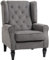 HOMCOM Ohrensessel Sessel mit Tufting, hoher Rückenlehne, Gepolstert Loungesessel mit abgerundeten Armlehnen, Holzbeine, für Schlafzimmer, Wohnzimmer, bis 160 kg, Dunkelgrau