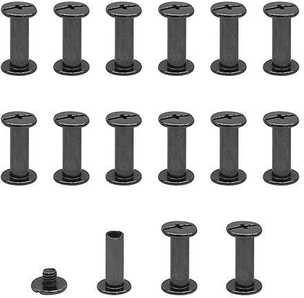 15Pcs Chicago Screw Posts,M5*15mm Rivet Chicago Binding Screws Bright Black | Metal Rivet Replacement Repair for Bags, Collar, Harness, Luggage, Purse, Dog Lead, Backpack, Belt