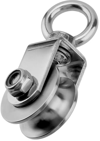 CHUEHKAK Puleggia Carrucola per Sollevamento con Cuscinetto a Sfera, Puleggia Inox Metallo, 48 mm, 2 cuscinetti a sfera, puleggia per attrezzi da fitness, portata 500 kg