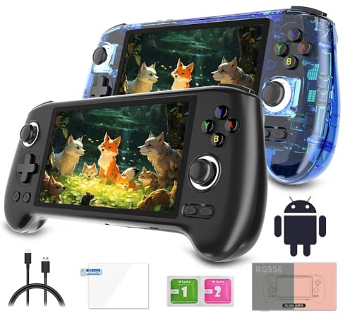 Anbêrnic RG556 Console da Gioco con 8000+Classic Games, Unisoc T820 Android 13 Console di Gioco Portatile Retrò, 5.48 IPS AMOLED Screen per Bambini Adulti (256G)