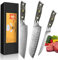 Knife Set, 3 PCS Damascus Chef's Knife Set Made of 67 Layers of Vg-10 Steel, Professional Kiritsuke Santoku Knife Fillet Knifes,Ergonomic Natural Resin Handle, for Home Restaurant Kitchen, Gift Box