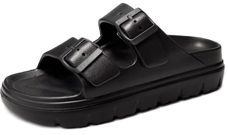 scecocrs Sandalias de plataforma para mujer con soporte de arco, sandalias de playa de verano con hebillas ajustables, cómodas y ligeras, con amortiguación ultrafina de EVA