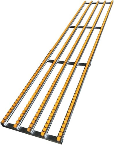 Rodillo transportador por gravedad – Plástico ABS para manejo de carga, ruedas de patín, mesa transportadora, marco de acero inoxidable para camiones y almacenes, 100 cm de largo (2 diapositivas)